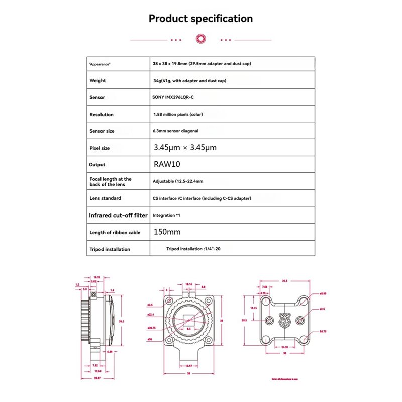 A86P - Moduł kamery z globalną – Raspberry Pi Global Shutter Camera Imx296 recenzja i cena